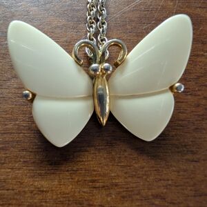 Trifari Gold and Cream Butterfly Necklace